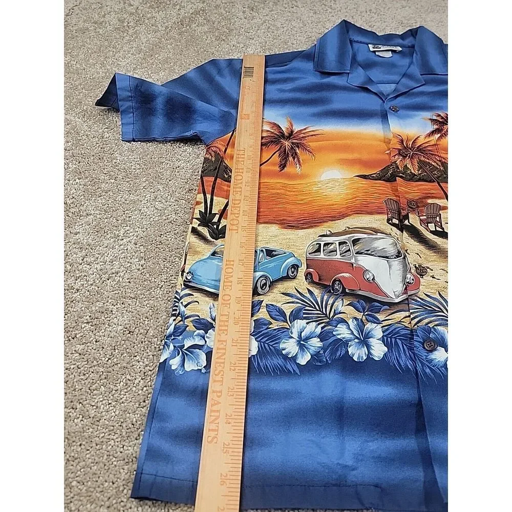 Vintage Aloha Republic Hawaiian Shirt Men's Size M Blue Button Up‎ beach - Picture 10 of 11